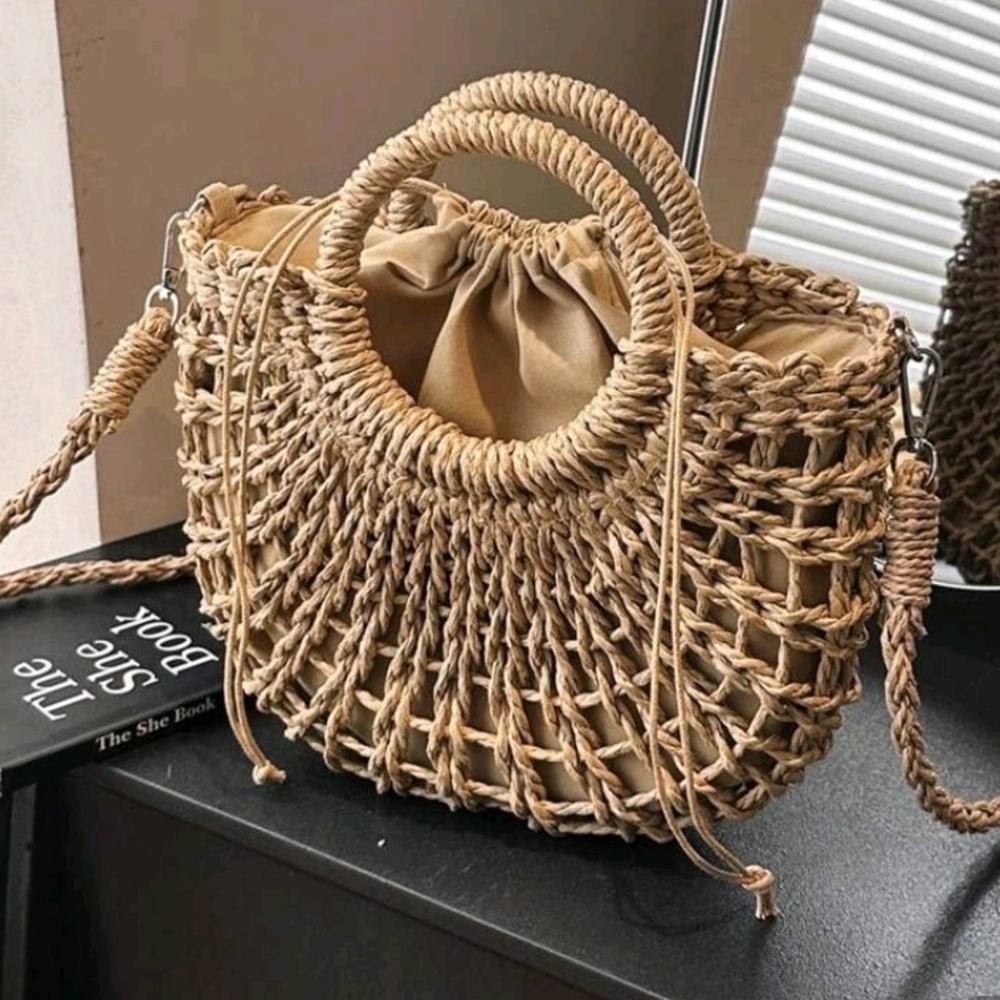 NWT Woven Boho Tan Crossbody Handbag